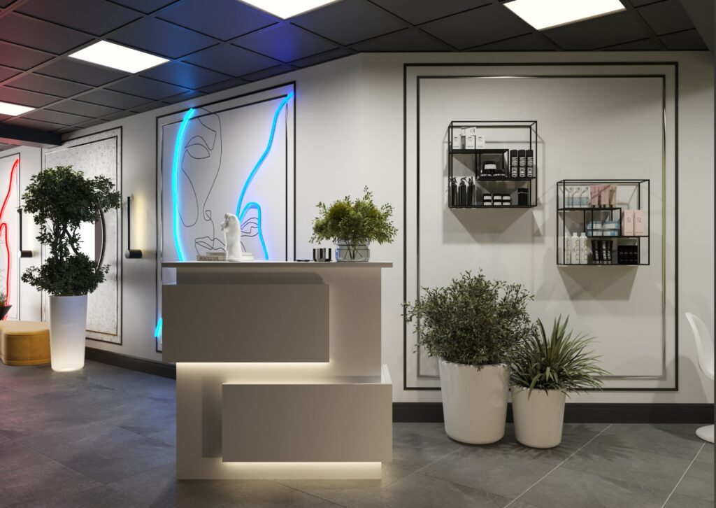 Mała lada recepcyjna do salonu beauty